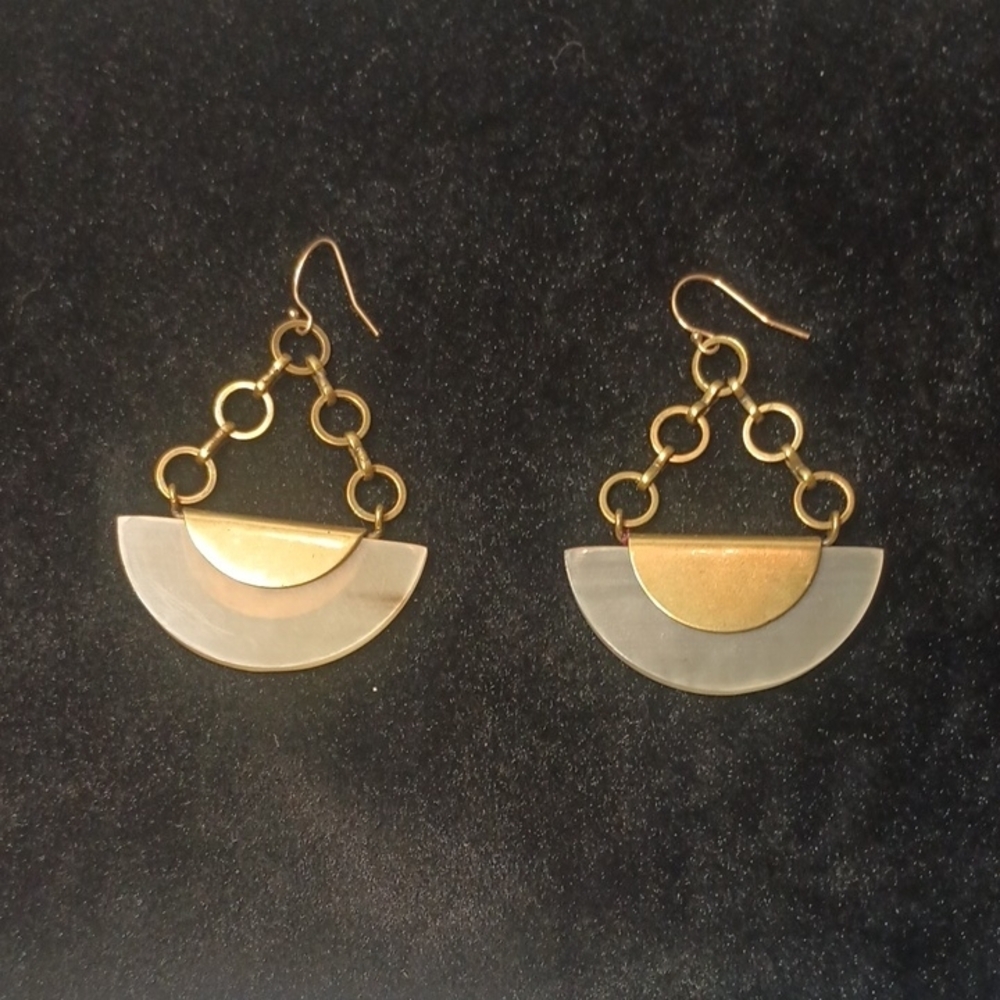 Brass and Horn Chain Earrings By KR